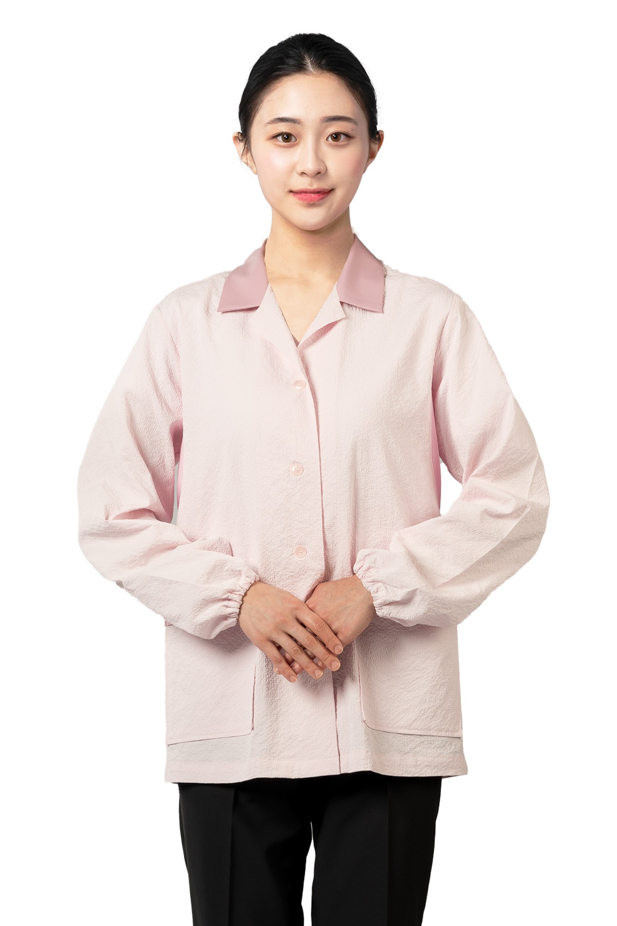 YJ018 - 메쉬배색주방복(핑크)